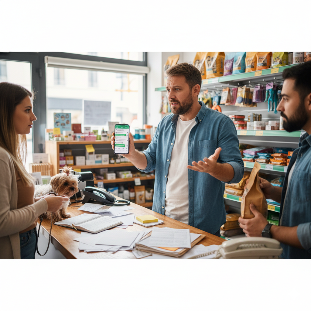 Dono de petshop sobrecarregado