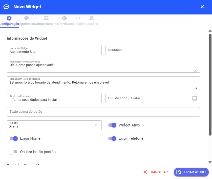 Personalizar Widget