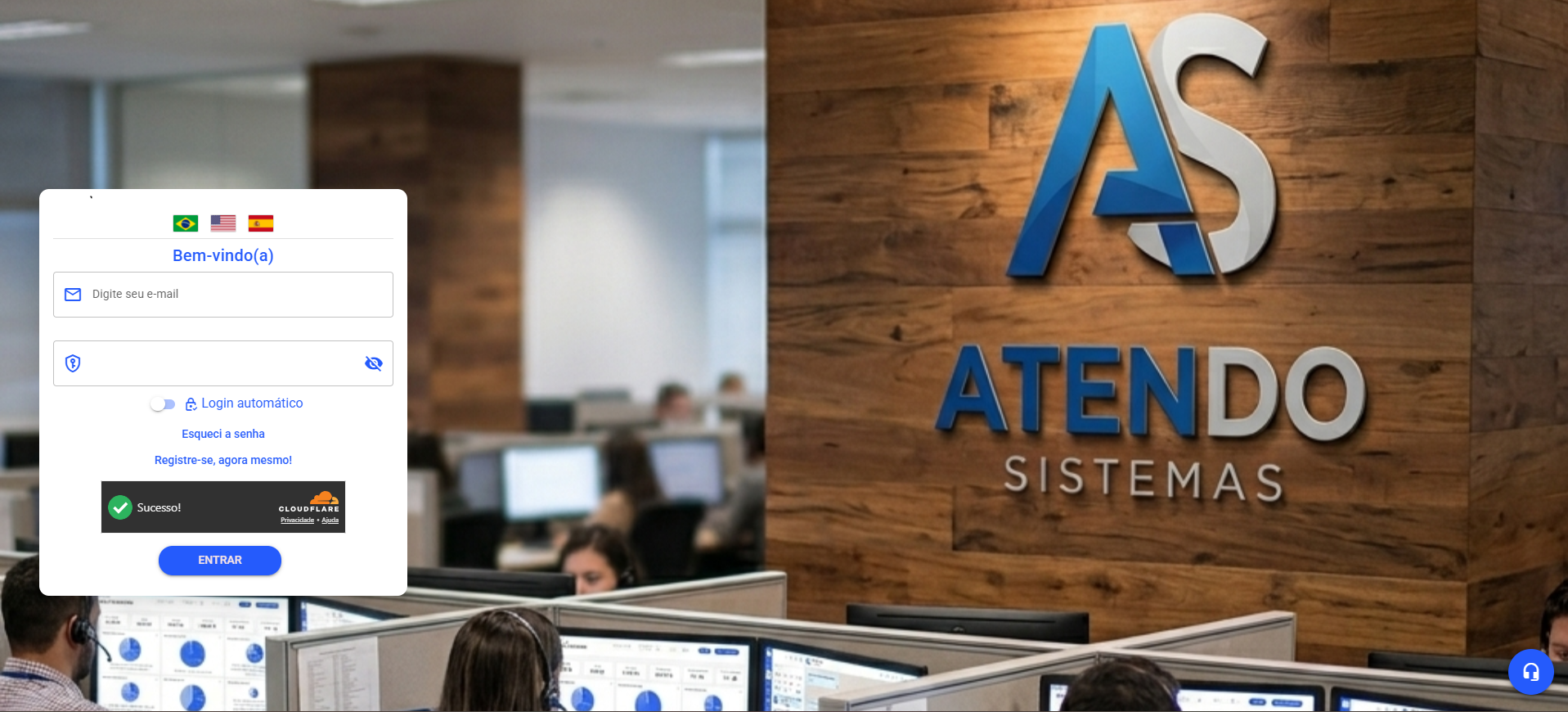 Tela de Login - Atendo CRM